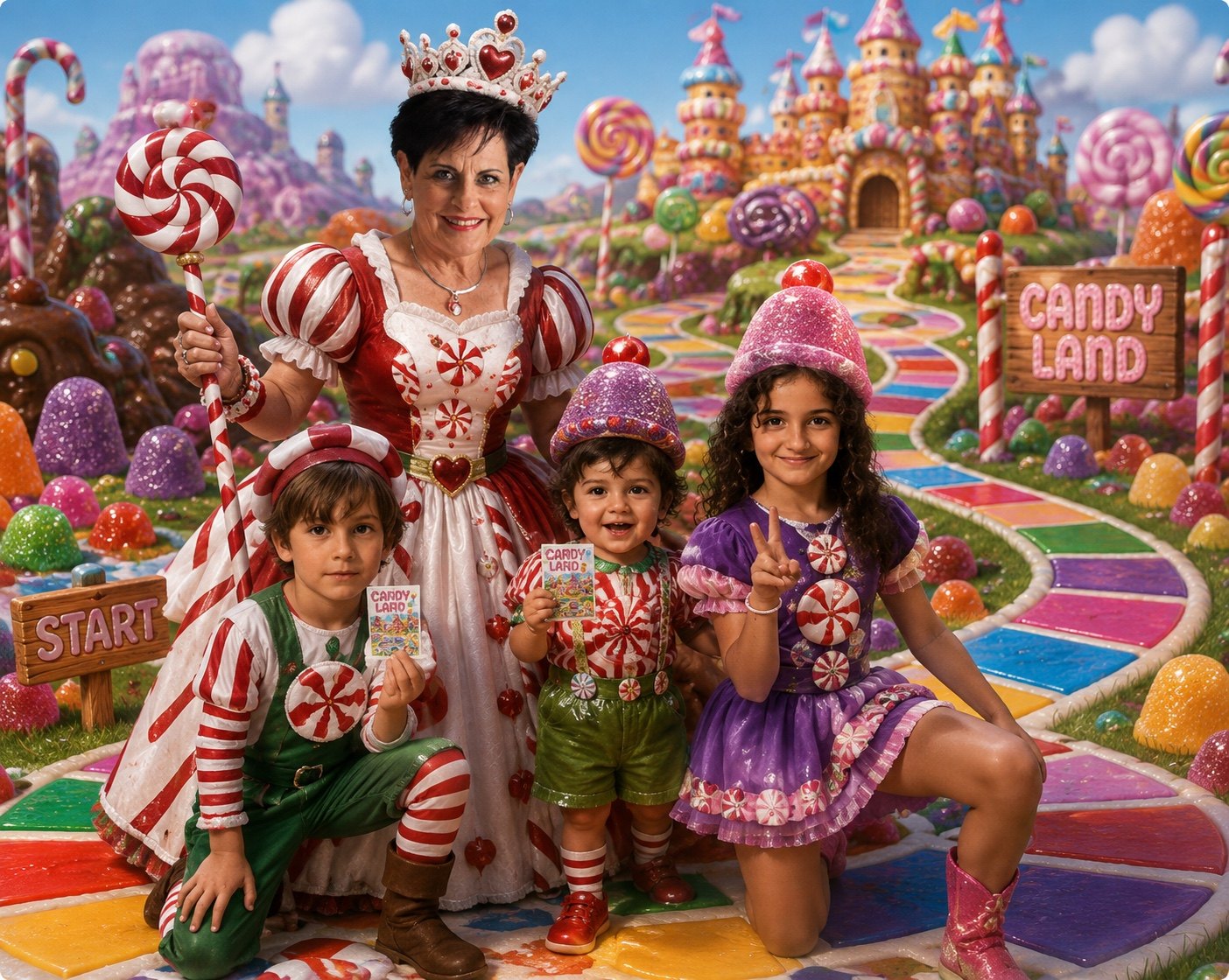 Kingdom Portrait Designs example: Candy Land family fantasy